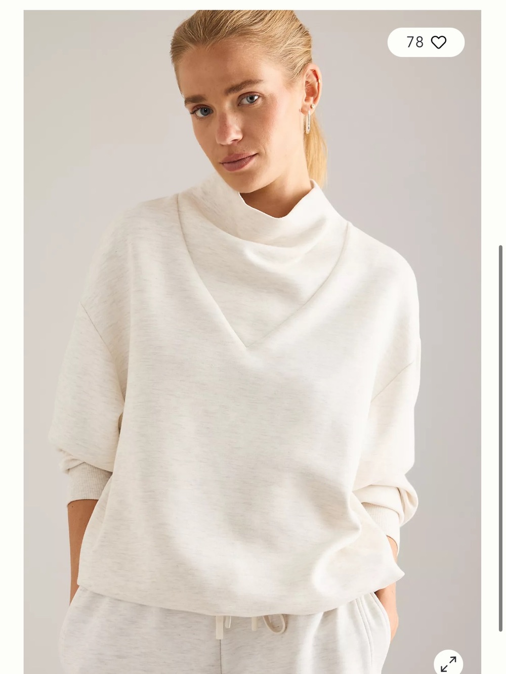 Varley Cream Funnel-Neck Pullover Sweater - Picture 1 of 12